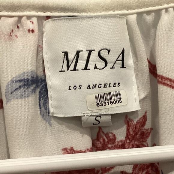 Misa Los Angeles Womens Leona Top Small White Floral Bell Sleeve Boho Romantic - Picture 5 of 12